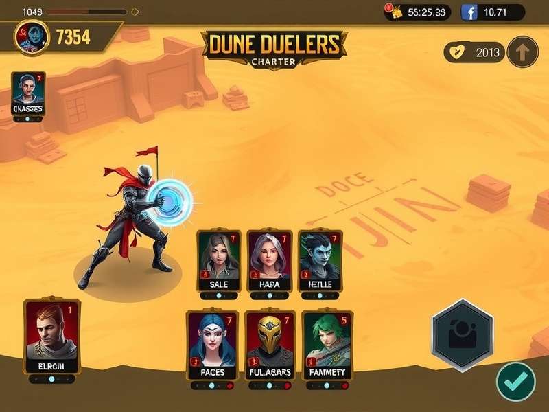 Dune Duelers character roster showing five different classes